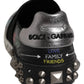 Dolce & Gabbana Black Leather Studded Graffiti Sneakers Shoes