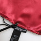 Dolce & Gabbana Red Solid Satin Silk Square Handkerchief Scarf