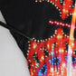 Dolce & Gabbana Black Multicolor Print Square Foulard Scarf