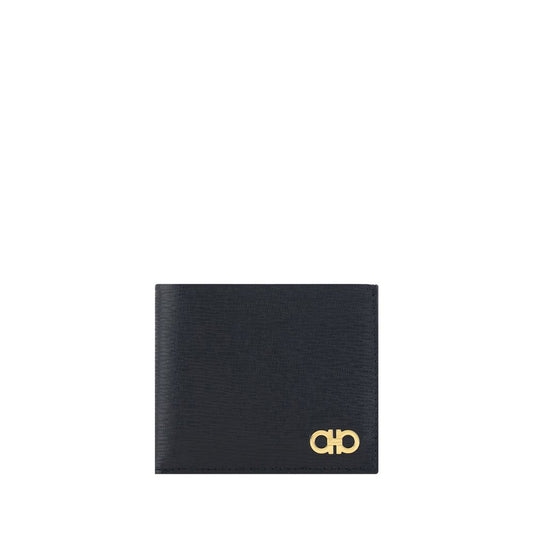 Ferragamo Black Calf Leather Bos Taurus Wallet
