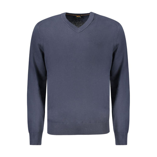 Hugo Boss Blue Cotton Men's Long-Sleeved T-Shirt Mens Sweater