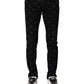 Dolce & Gabbana Black Cotton DG Logo Skinny Men Denim Jeans
