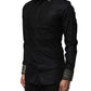 Dolce & Gabbana Black Cotton GOLD Long Sleeves Dress Shirt