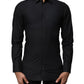 Dolce & Gabbana Black Cotton GOLD Long Sleeves Dress Shirt