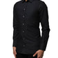 Dolce & Gabbana Black Cotton GOLD Long Sleeves Dress Shirt