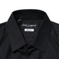 Dolce & Gabbana Black Cotton GOLD Long Sleeves Dress Shirt
