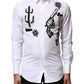 Dolce & Gabbana White GOLD Embroidery Detailed Dress Shirt