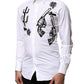 Dolce & Gabbana White GOLD Embroidery Detailed Dress Shirt