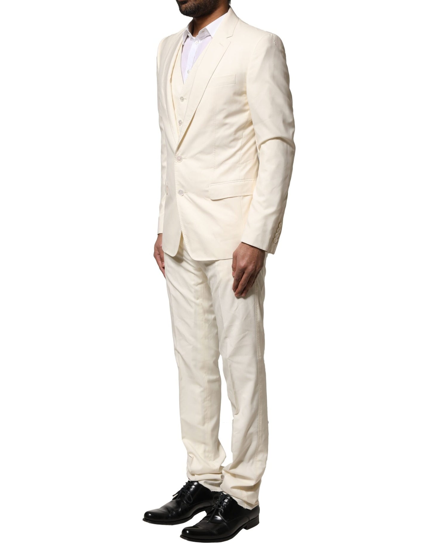 Dolce & Gabbana Ivory Wool 3 Piece Single Breasted Suit