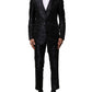 Dolce & Gabbana Black Jacquard 3 Piece Single Breasted Suit