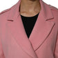 PINK MEMORIES Pink Wool Double Breasted Blazer Coat Jacket