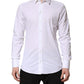Dolce & Gabbana White GOLD Cotton Collared Dress Shirt Top