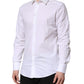 Dolce & Gabbana White GOLD Cotton Collared Dress Shirt Top