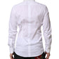 Dolce & Gabbana White GOLD Cotton Collared Dress Shirt Top