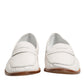 Dolce & Gabbana White Leather Loafers Moccasins Slip On Shoes
