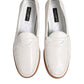 Dolce & Gabbana White Leather Loafers Moccasins Slip On Shoes