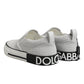Dolce & Gabbana White Dotted Leather Slip On Men Sneakers Shoes