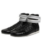 Dolce & Gabbana Black Quilted Leather Lace Up Sneakers Shoes