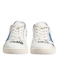 Dolce & Gabbana White Leather Printed Low Top Sneakers Shoes