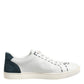 Dolce & Gabbana White Leather Printed Low Top Sneakers Shoes
