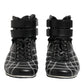 Dolce & Gabbana Black Quilted Leather Lace Up Sneakers Shoes