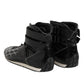 Dolce & Gabbana Black Quilted Leather Lace Up Sneakers Shoes