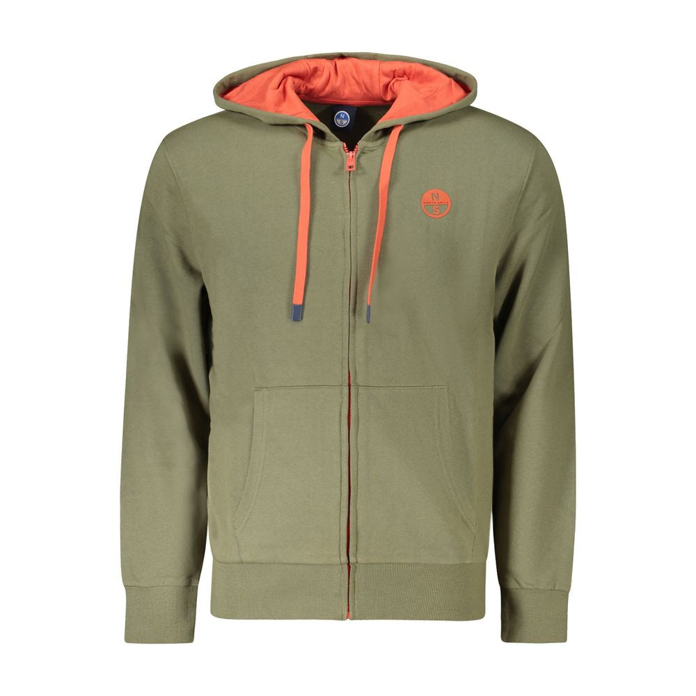 North Sails Green Cotton Men's Hooded Sweater Mens Sweater