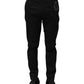 Dolce & Gabbana Dark Blue Logo Cotton Dress Pants