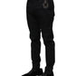 Dolce & Gabbana Dark Blue Logo Cotton Dress Pants