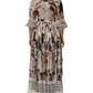 Dolce & Gabbana Multicolor Animal Print Silk Ascot Maxi Dress