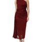 Dolce & Gabbana Red Viscose Fitted One Shoulder Midi Dress