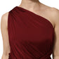 Dolce & Gabbana Red Viscose Fitted One Shoulder Midi Dress