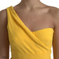 Dolce & Gabbana Yellow One Shoulder Side Slit Sheath Dress