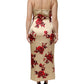Dolce & Gabbana Beige Floral Spaghetti Strap Sheath Dress