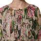 Dolce & Gabbana Pink Floral Print Tiered Long Maxi Dress