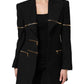 Dolce & Gabbana Black Wool Zipper Detailing Blazer Jacket