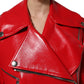 Dolce & Gabbana Red Lambskin Full Zipper Jacket
