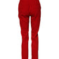Dolce & Gabbana Red Wool Mid Waisted Tapered Pants