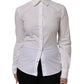 Dolce & Gabbana White Cotton Collared Long Sleeves Top Shirt