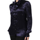 Dolce & Gabbana Dark Purple Silk Ascot Collared Blouse Top