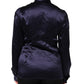 Dolce & Gabbana Dark Purple Silk Ascot Collared Blouse Top
