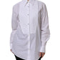 Dolce & Gabbana White Cotton Long Sleeves Collared Top Shirt