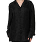 Dolce & Gabbana Black Silk DG Embroidery Long Sleeves Top