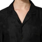 Dolce & Gabbana Black Silk DG Embroidery Long Sleeves Top