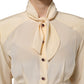Dolce & Gabbana Light Yellow Ascot Collar Buttoned Blouse Top