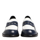 Dolce & Gabbana Black White Leather Slip On Loafers Men Dress Shoes