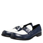 Dolce & Gabbana Black White Leather Slip On Loafers Men Dress Shoes