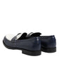 Dolce & Gabbana Black White Leather Slip On Loafers Men Dress Shoes