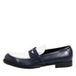 Dolce & Gabbana Black White Leather Slip On Loafers Men Dress Shoes