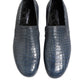 Dolce & Gabbana Blue Exotic Leather Slip On Loafers Men Dress Shoes